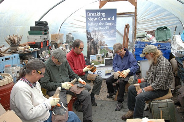 Participants learn how to create flint tools with expert John Lord.
